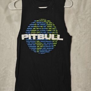 Black Sleeveless Graphic Tank Top Pitbull MR WORLDWIDE